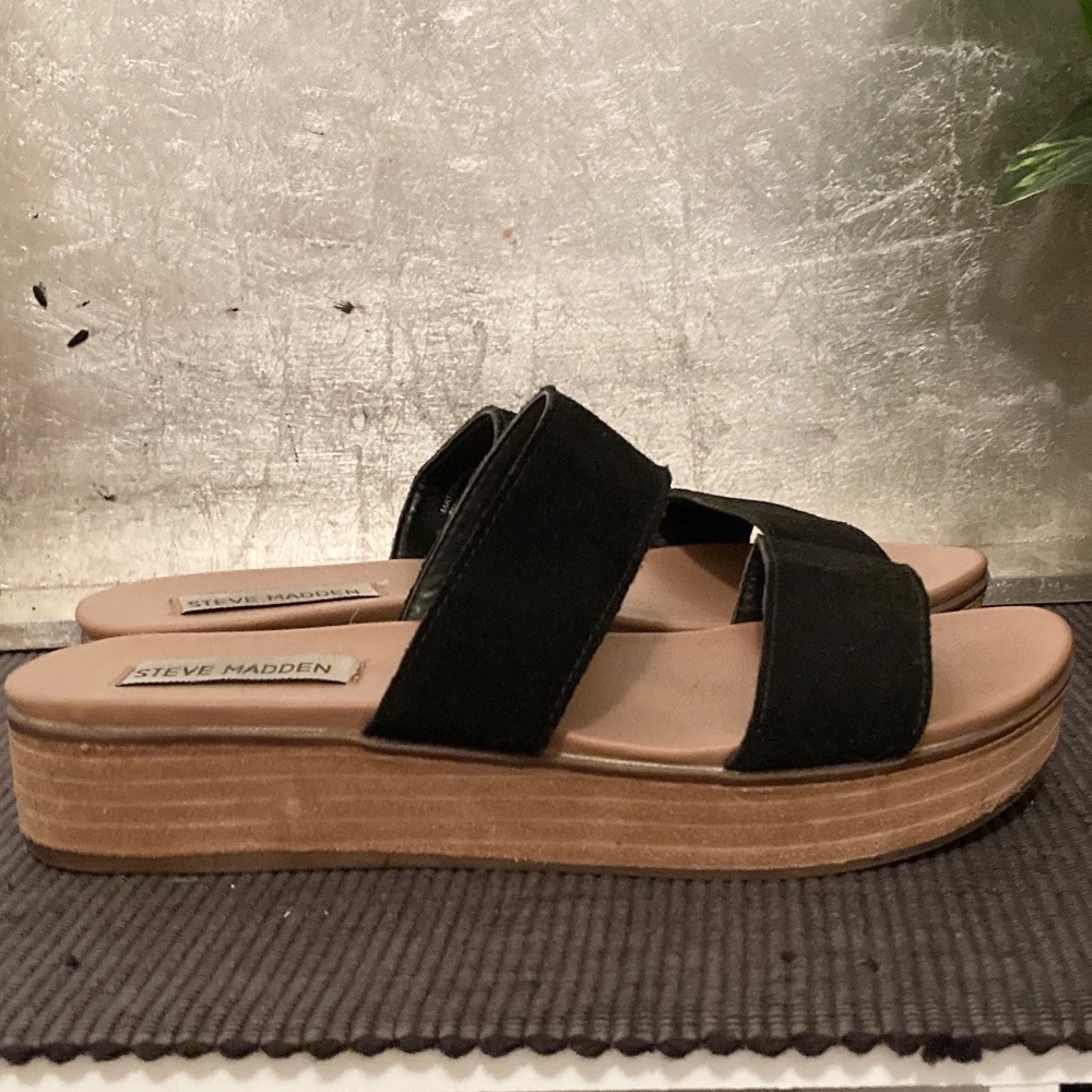 STEVE MADDEN MATILDA SUEDE SLIDE PLATFORM